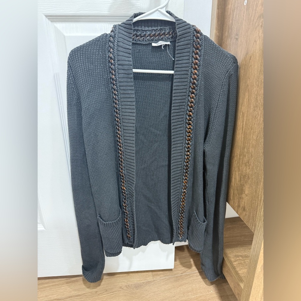 MaxMara Women's Gray Open-Front Sweater Cardigan